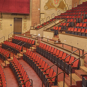 Balboa Theater interior view of balcony seats.